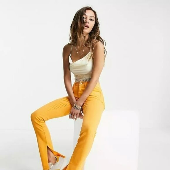 ASOS Reclaimed vintage inspired embroidered crop cami top with fringe in ivory - Picture 9 of 11